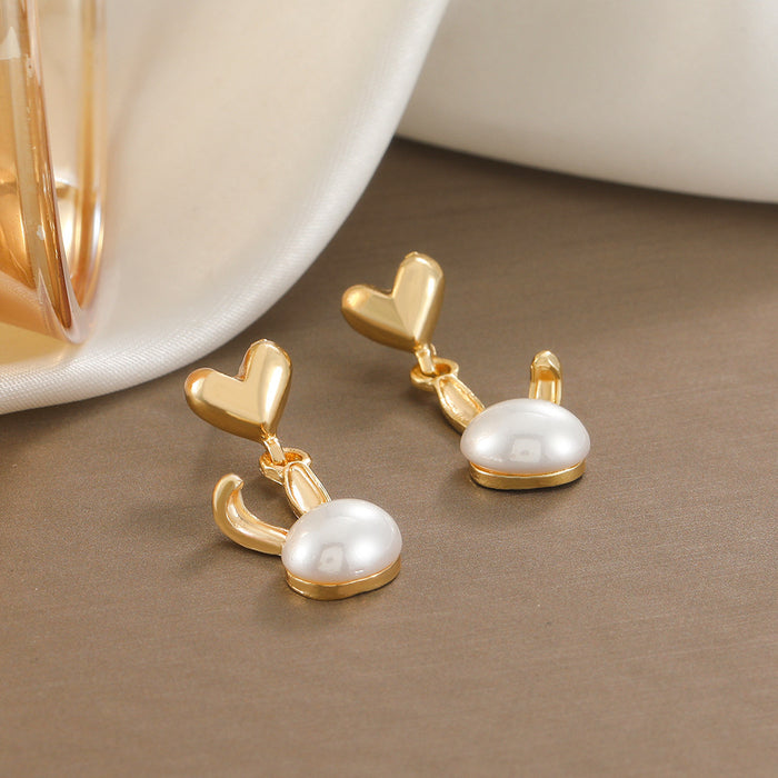 Wholesale Pearl Rabbit Heart Earrings JDC-ES-D013