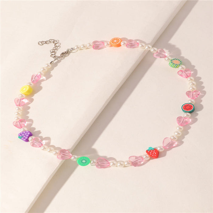 Wholesale Color Rice Beads Pearl Fruit Necklace JDC-NE-YueS001