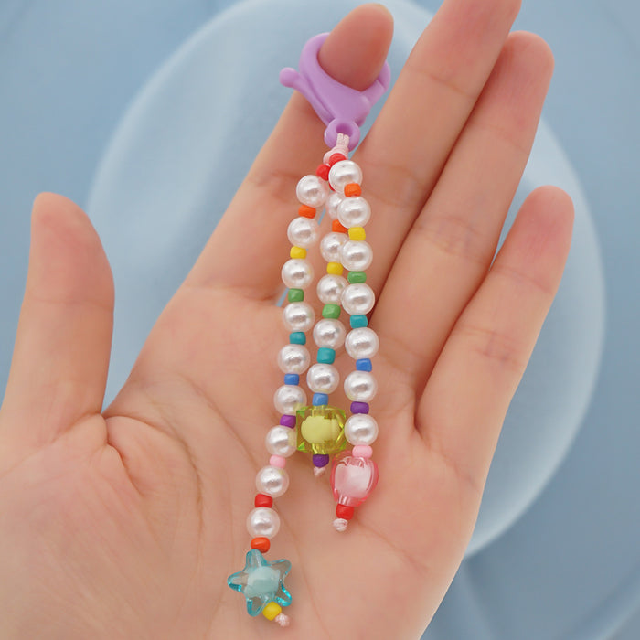 Jewelry WholesaleWholesale Boho Resin Acrylic Imitation Pearl Beaded Rainbow Smiley Keychain JDC-KC-Yuxz004 Keychains 煜星珠 %variant_option1% %variant_option2% %variant_option3%  Factory Price JoyasDeChina Joyas De China