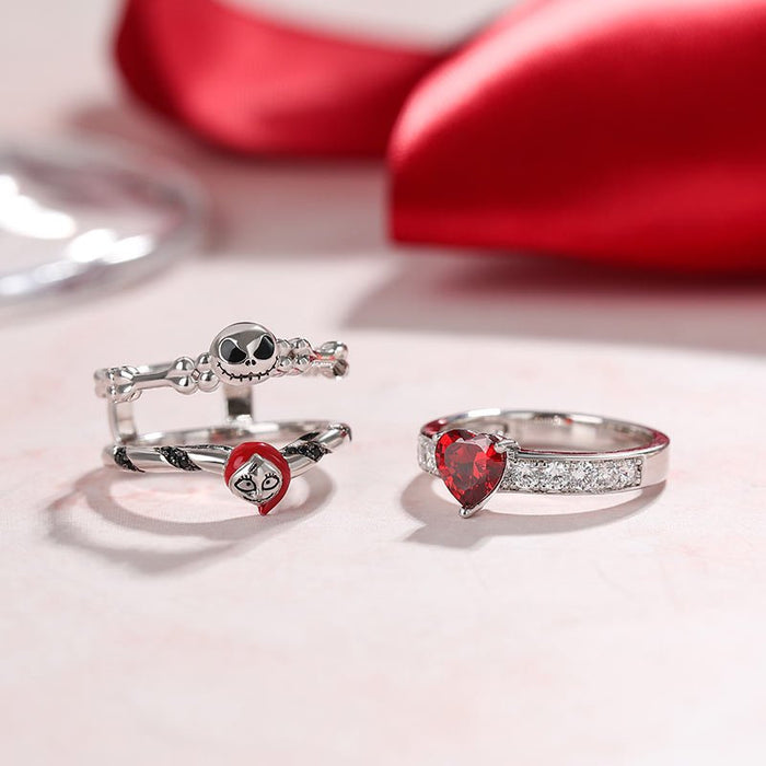 Wholesale Rings Set Alloy Pumpkin Funny Heart Zircon Halloween JDC-RS-JinC001