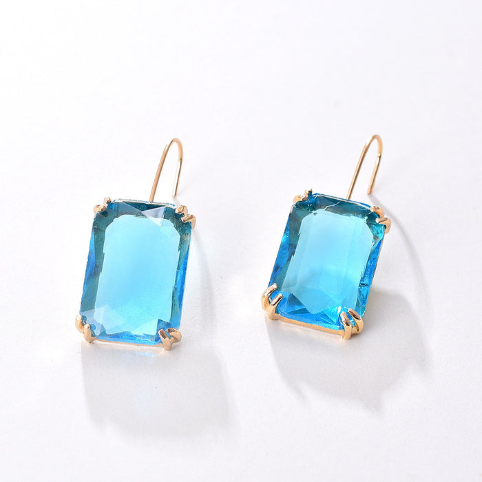 Wholesale Color Square Rhinestone Stud Earrings Women Geometric Fashion JDC-ES-Chenrui016