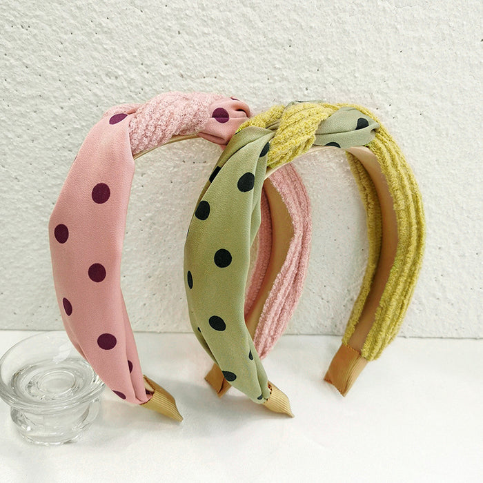 Wholesale fabric headband print polka dot knitted stitching MOQ≥2 JDC-HD-MIs009