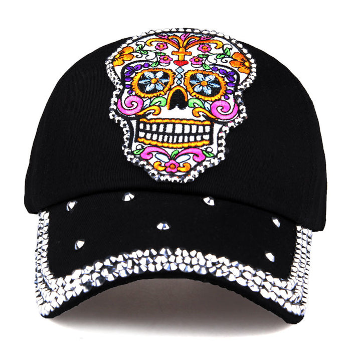 Wholesale Skull Embroidered Applique Diamond Baseball Cap MOQ≥2 JDC-FT-TMa003