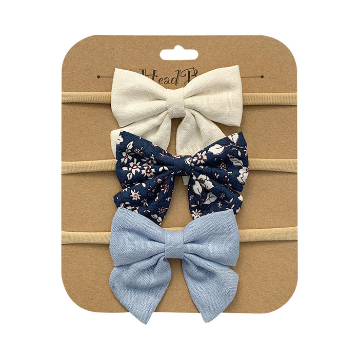 Wholesale Headband Cotton Linen Baby Soft Elastic Bow MOQ≥10 JDC-HD-AMSR004