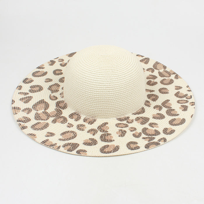 Jewelry WholesaleWholesale Big Brim Beach Vacation Leopard Print Straw Hat JDC-FH-JSYP002 Fashionhat JoyasDeChina Wholesale Jewelry %variant_option1% %variant_option2% %variant_option3%  Factory Price JoyasDeChina Joyas De China