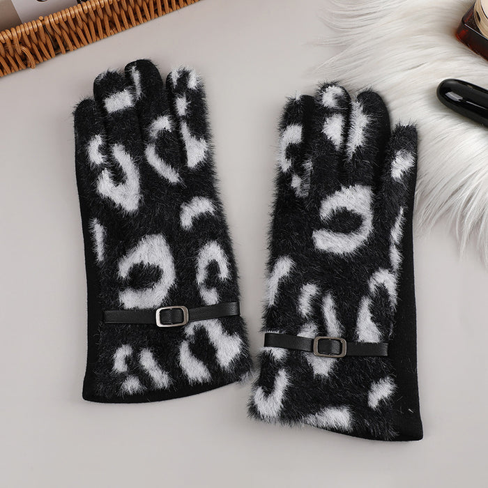 Wholesale Gloves Wool Elegant Cow Pattern Fleece JDC-GS-XTian005