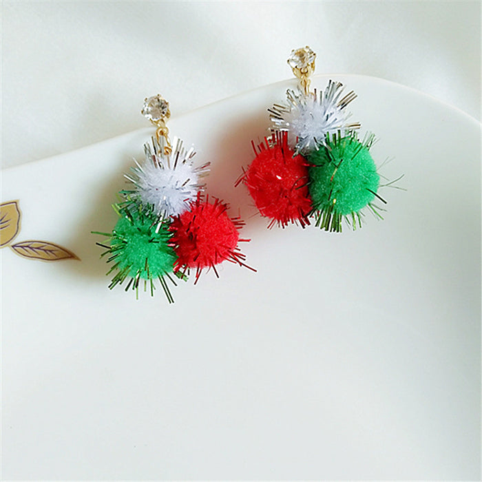 Wholesale Earrings Silver Needle Cute Hair Ball Stud Earrings JDC-ES-AiMei018