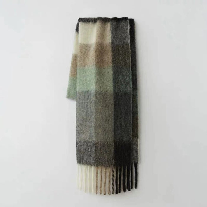 Wholesale Scarf Imitation Cashmere Winter Warmth Thickening Shawl Plaid Tassels JDC-SF-Zhenl008