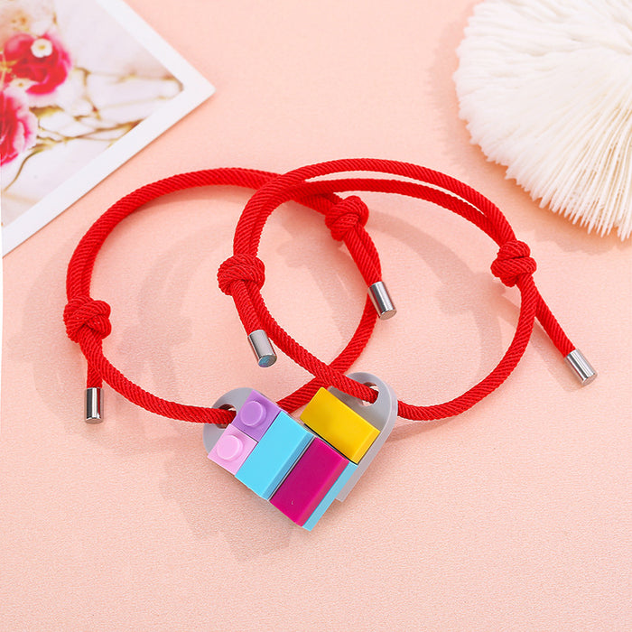 Wholesale Milanese Rope Building Blocks Assembled Love Couple Bracelet JDC-BT-ZiR013