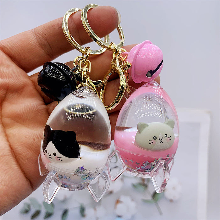 Wholesale Keychain Acrylic Cute Cat Head Floating Quicksand Bottle MOQ≥2 JDC-KC-DMF026