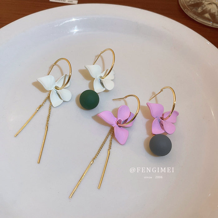 Jewelry WholesaleWholesale Silver Post Asymmetric Geometric Flower Tassel Earrings JDC-ES-Fengm050 Earrings 丰美 %variant_option1% %variant_option2% %variant_option3%  Factory Price JoyasDeChina Joyas De China