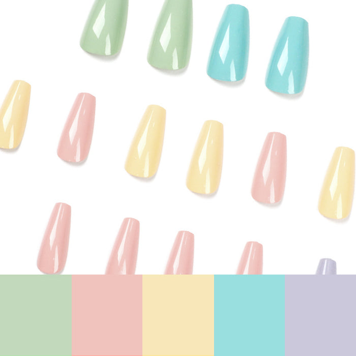 Wholesale Wearing Nail Finished Macaron Color Fake Nail Nail Patch JDC-NS-LFan024