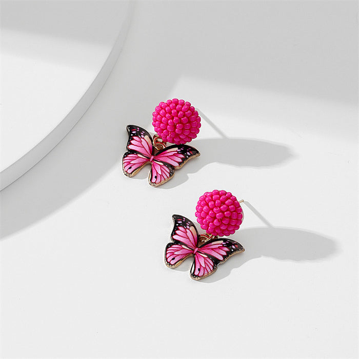 Wholesale Earrings Vintage Style Beaded Painted Butterfly Earrings JDC-ES-GuTe014