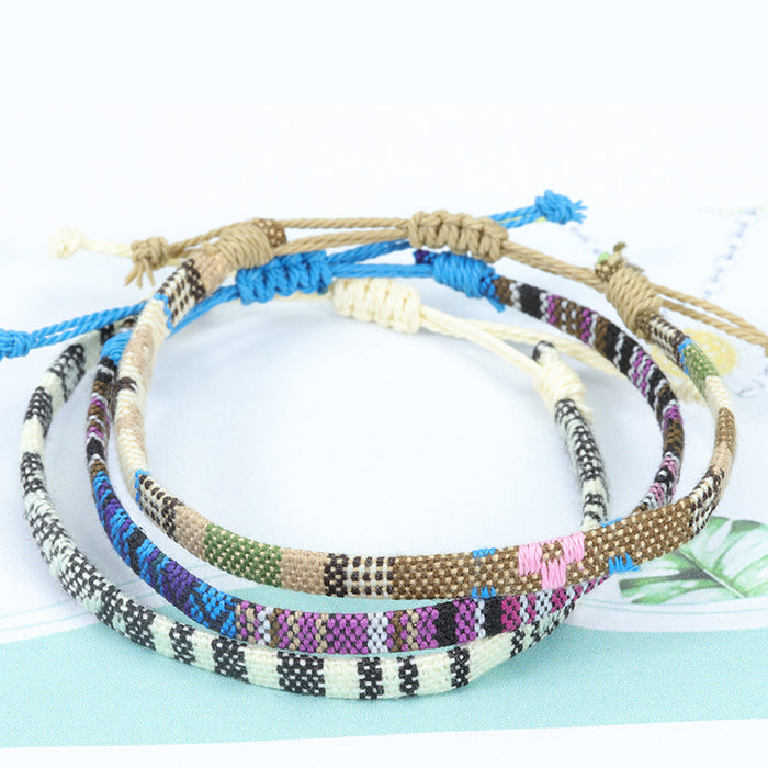 Jewelry WholesaleWholesale Nepalese wind wool linen woven fabric rainbow ankle bracelet JDC-AS-Yh001 Anklet 益烨 %variant_option1% %variant_option2% %variant_option3%  Factory Price JoyasDeChina Joyas De China