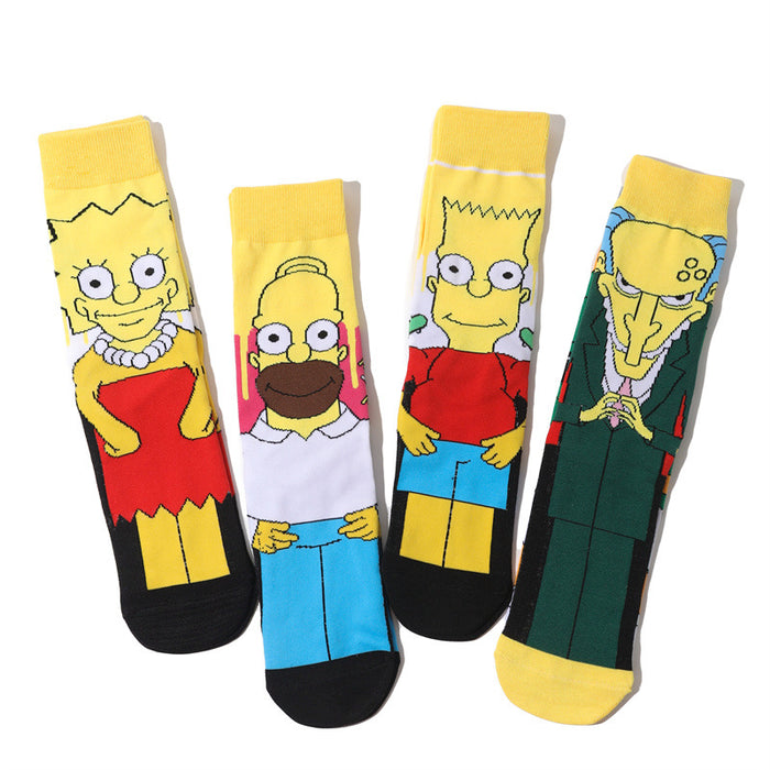 Wholesale socks fabric cartoon medium tube cute character (M) MOQ≥10 JDC-SK-HuiHe001