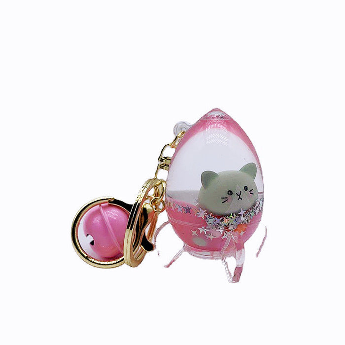 Wholesale Keychain Acrylic Cute Cat Head Floating Quicksand Bottle MOQ≥2 JDC-KC-DMF026