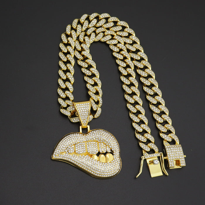 Wholesale Necklaces Alloy Hip Hop Sexy Lip Biter JDC-NE-Haojie008