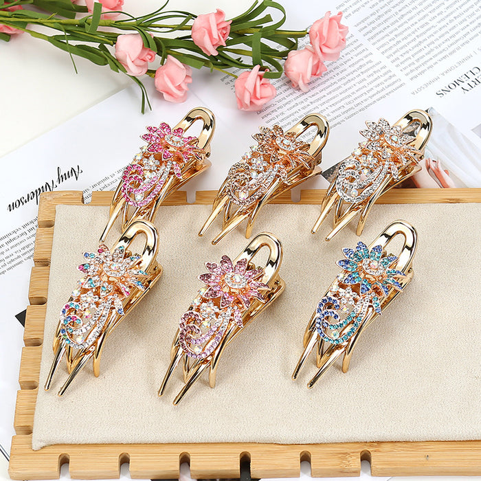 Wholesale Hair Clips Alloy Rhinestone Butterfly Tri-Clip Elegant MOQ≥2 JDC-HC-HG012