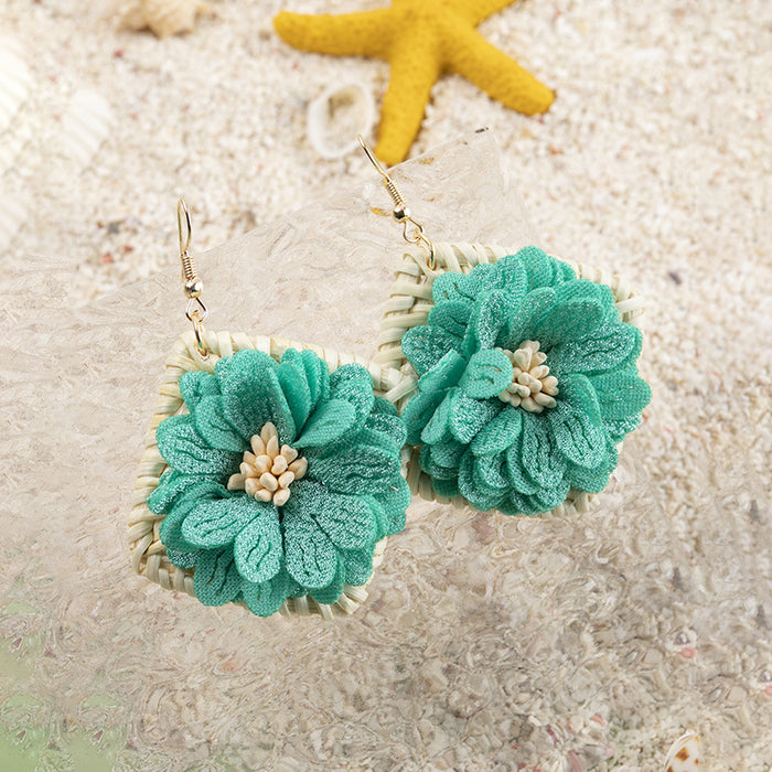 Wholesale Pastoral Flower Rattan Earrings MOQ≥3 JDC-ES-XLH001