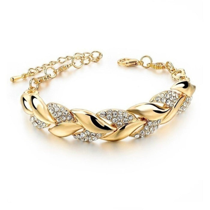 Wholesale Leaf Alloy Diamond Bracelet JDC-BT-LongR001