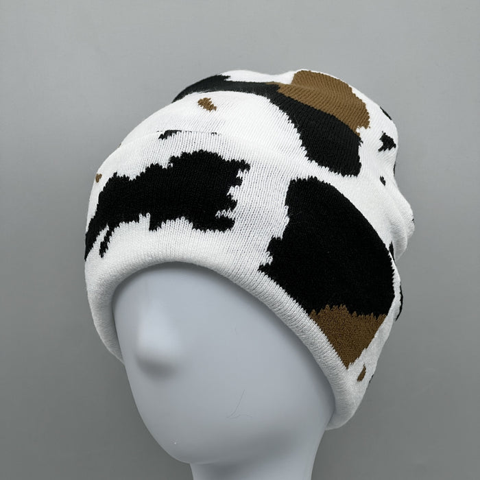 Wholesale Hat Acrylic Cow Pattern Warm Pullover Hat MOQ≥2 JDC-FH-MiHao004