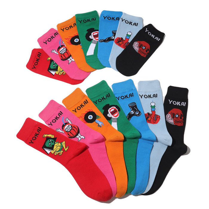 Wholesale socks fabric cartoon medium tube cute character (M) JDC-SK-HuiHe002