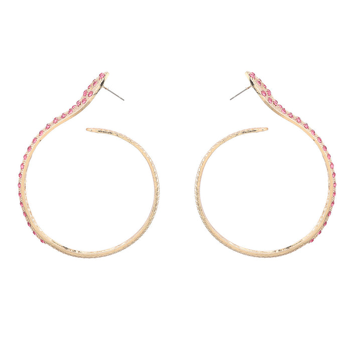 Wholesale Exaggerated Round Alloy Diamond Snake Earrings JDC-ES-JL1018