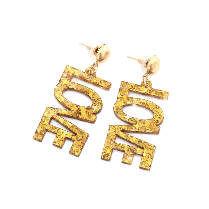 Wholesale Gold LOVE Acrylic Letters Earrings JDC-ES-ManY047