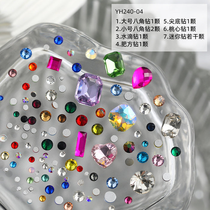 Wholesale Colored Gemstones Shaped Plastic Drill Nail Art Decorations JDC-NS-Wenyu002