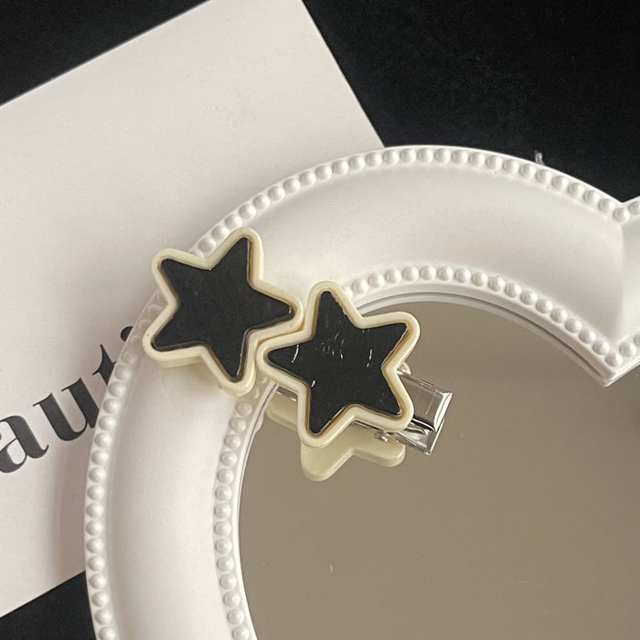 Wholesale Hair Clips Plastic Cute Black and White Stars JDC-HC-ZhiX011