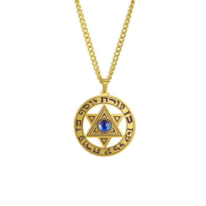 Wholesale Necklace Stainless Steel Blue Diamond Devil's Eye Pendant MOQ≥2 JDC-NE-Qiju006