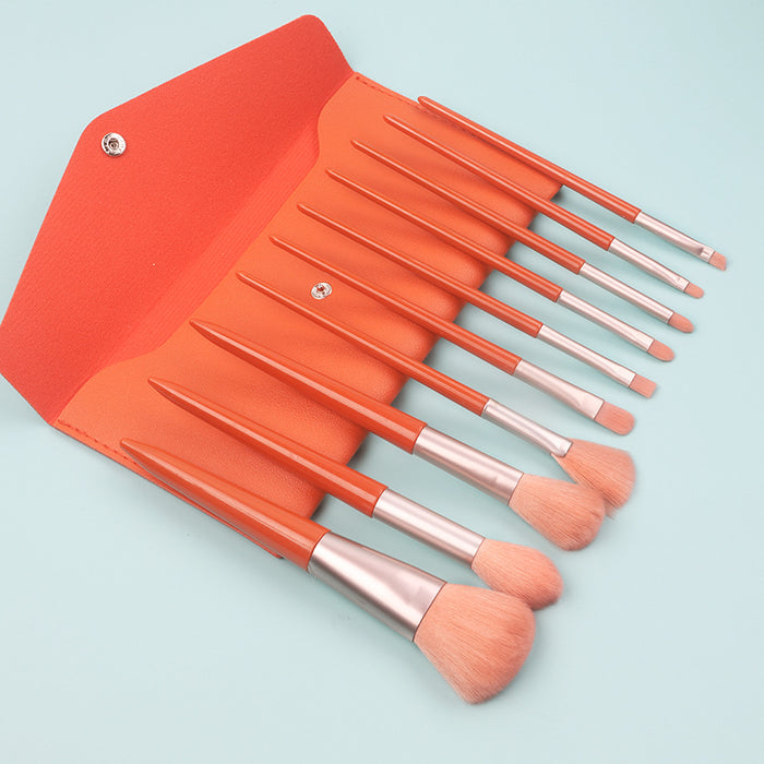 Wholesale soft makeup brushes 10pcs pu pack nylon plastic handle JDC-MB-YiM002