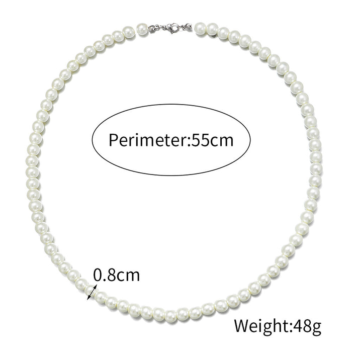 Wholesale Personality Men's Pearl Necklace Hip Hop Punk JDC-NE-ZhuJ006