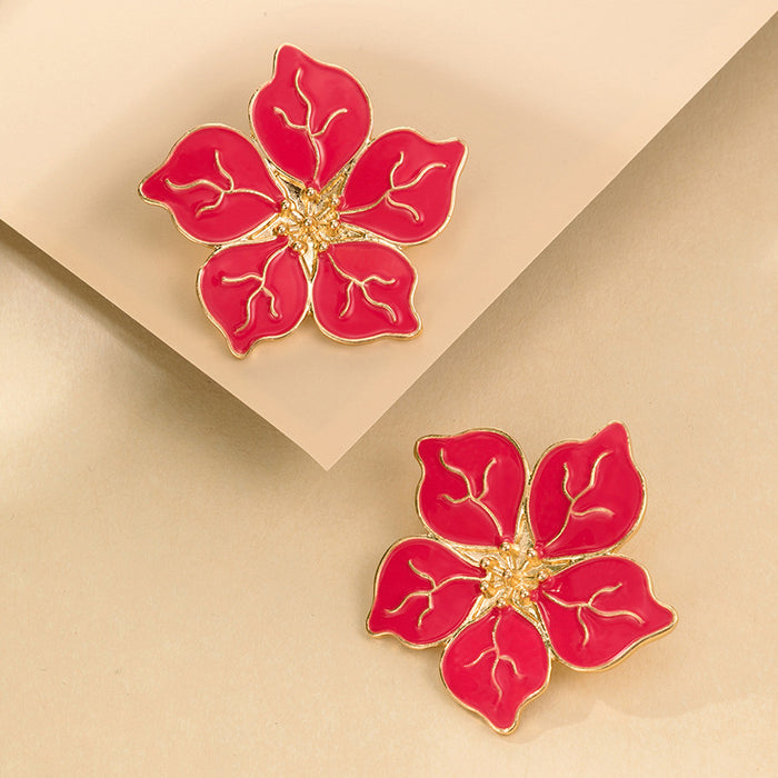 Wholesale earrings alloy dripping oil flowers MQO≥2 JDC-ES-lingg016