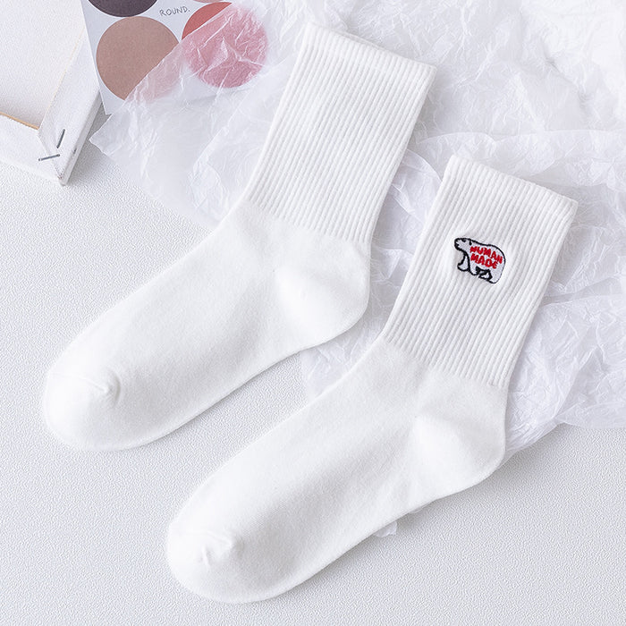 Wholesale socks women's socks cartoon embroidery white MOQ≥2 JDC-SK-CYu018