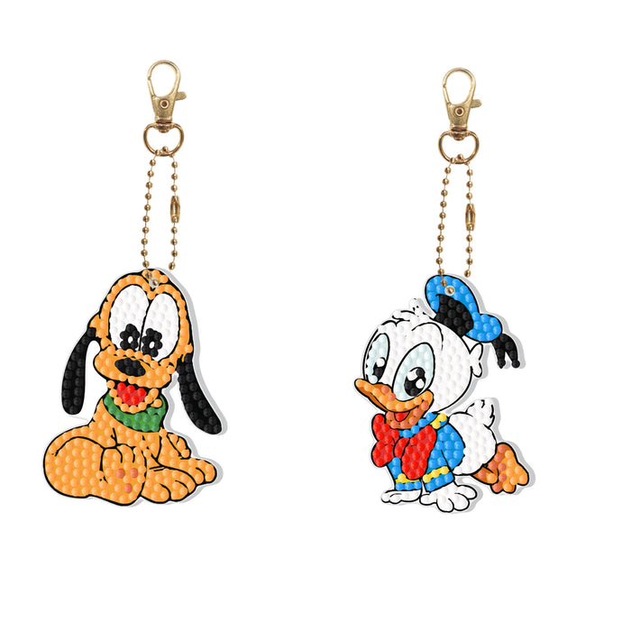 Wholesale cartoon mandala point drill beat light keychain MOQ≥2 JDC-KC-HONGYue001