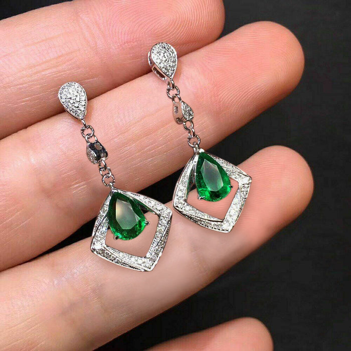 Wholesale Earrings Copper Zircon Geometric Rhombus MOQ≥2 JDC-PREMCAOS-ES-015