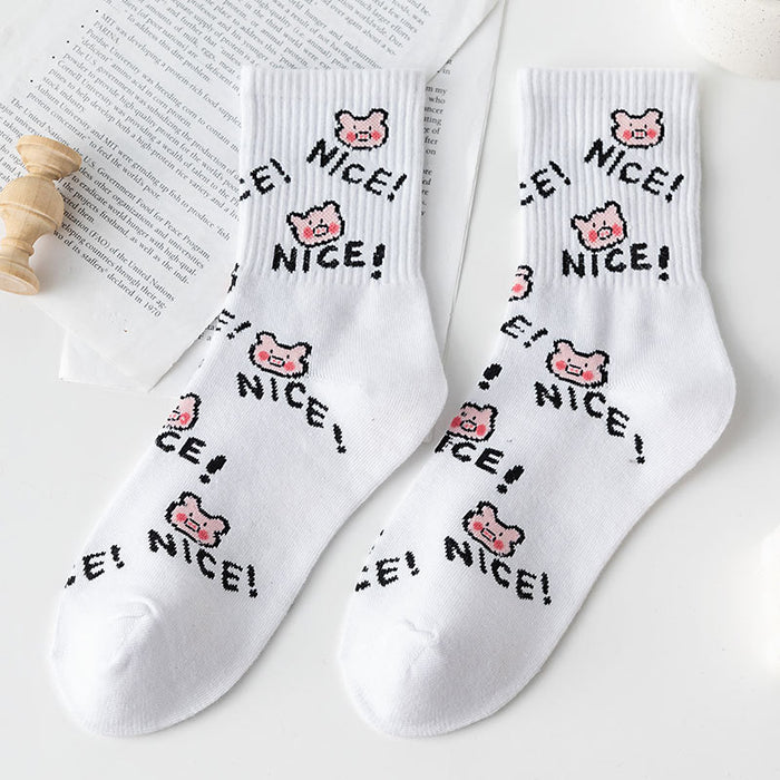 Wholesale tube socks small fresh college style cute cartoon JDC-SK-CYu014