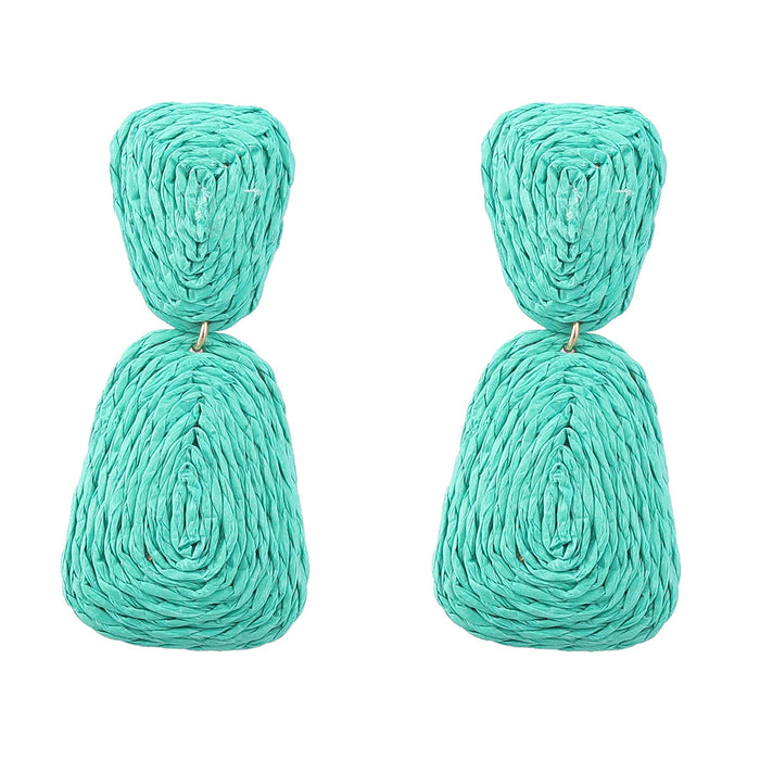 Wholesale raffia geometric braided earrings MOQ≥2 JDC-ES-jiul003