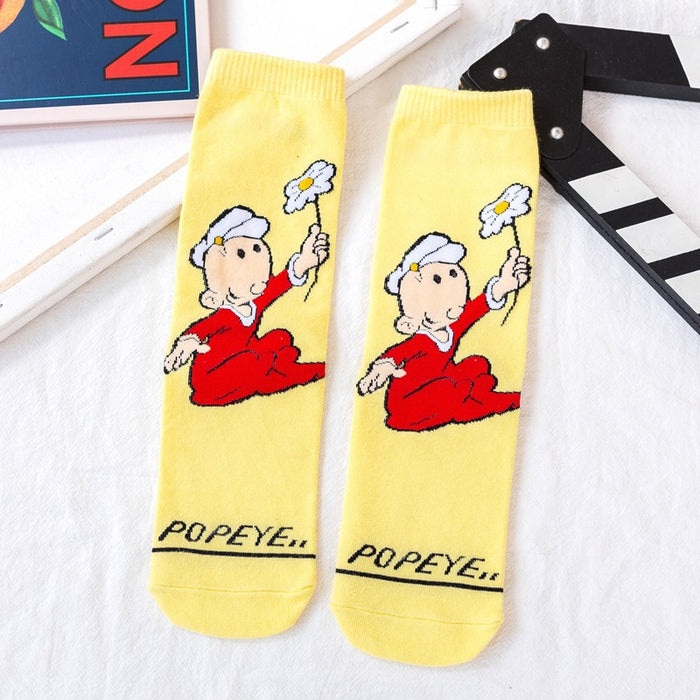 Wholesale cartoon couple tide socks Korean trend spinach popeye socks MOQ≥5 JDC-SK-ZQB010