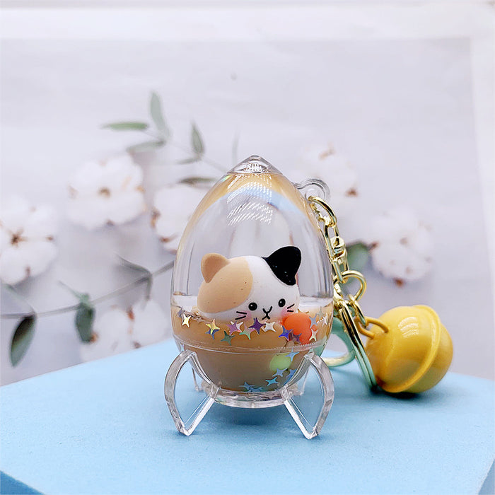 Wholesale Keychain Acrylic Cute Cat Head Floating Quicksand Bottle MOQ≥2 JDC-KC-DMF026