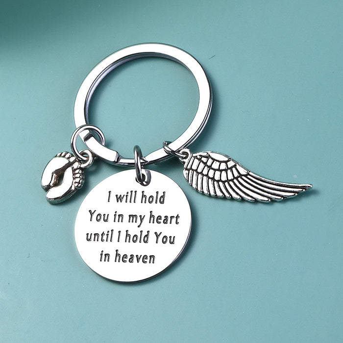 Jewelry WholesaleWholesale Wings Footprint Stainless Steel Keychain MOQ≥2 JDC-KC-JZhi003 Keychains 具冶 %variant_option1% %variant_option2% %variant_option3%  Factory Price JoyasDeChina Joyas De China