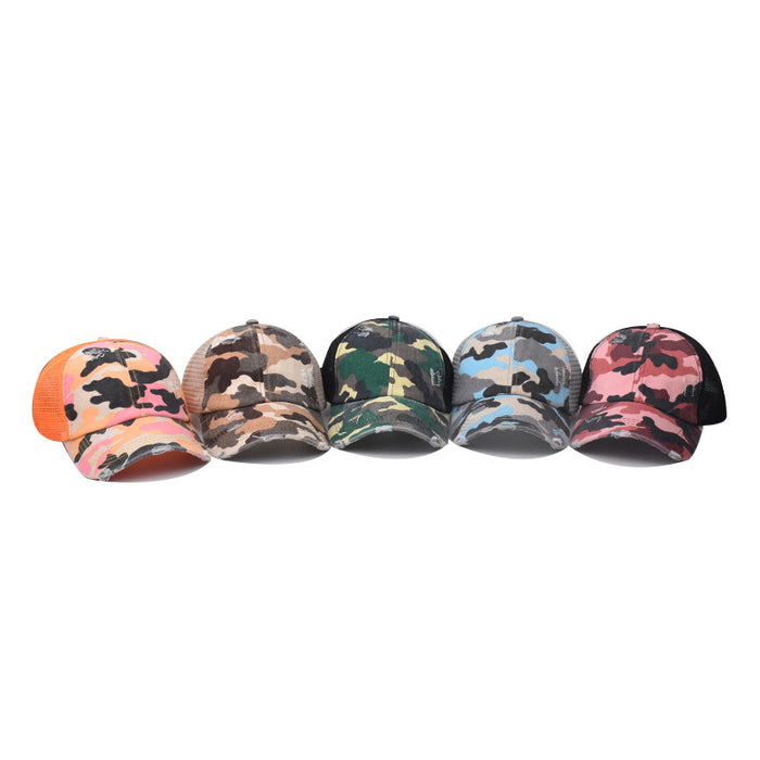 Wholesale cotton back open ponytail hat ponytail camouflage baseball cap MOQ≥2 JDC-FH-EXu007