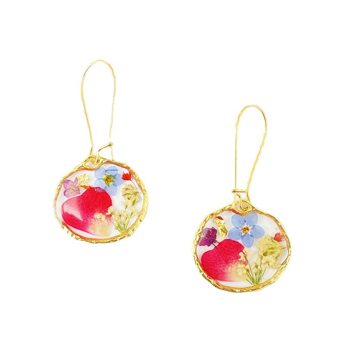 Wholesale irregular rose petals dried flower drop glue earrings  MOQ≥12 JDC-ES-byi002