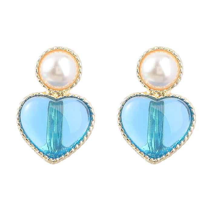 Wholesale ins alloy set pearl heart shaped resin earrings JDC-ES-JL990