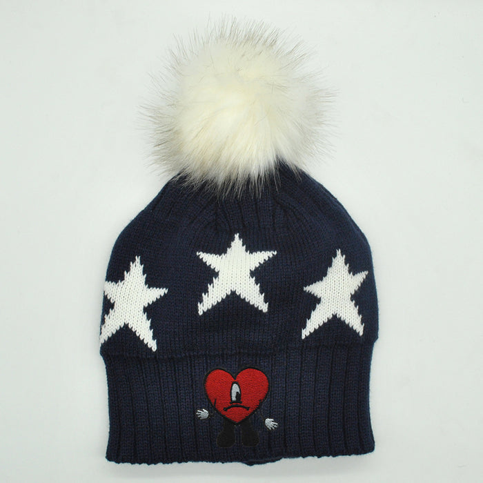 Wholesale Hat Acrylic Embroidered Heart Warm Pullover Hat (F) JDC-FH-PNi017