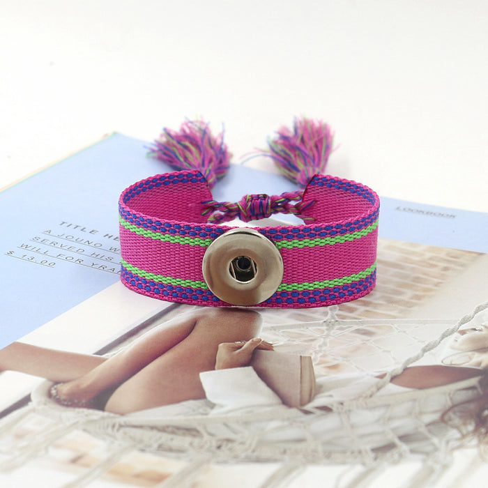 Pulsera de botón reemplazable de estilo nacional de estilo noosa al por mayor MOQ≥2 JDC-BT-NAIC004