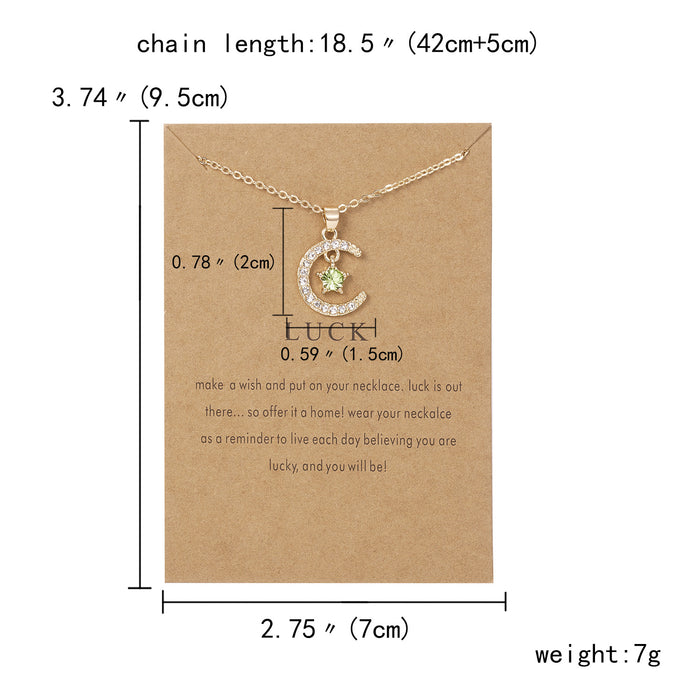 Jewelry WholesaleWholesale month birth stone moon star paper card alloy diamond necklace JDC-NE-YinH019 Necklaces 颖皓 %variant_option1% %variant_option2% %variant_option3%  Factory Price JoyasDeChina Joyas De China