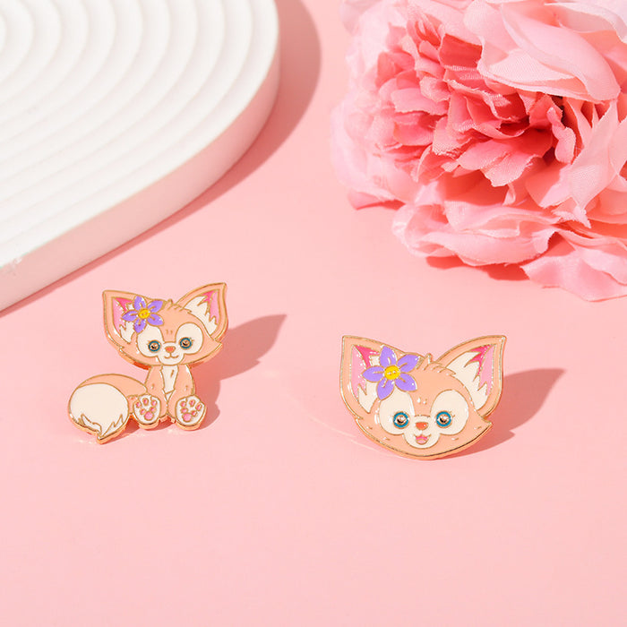 Wholesale mascot cute little pink fox brooche metal JDC-BC-QiH010