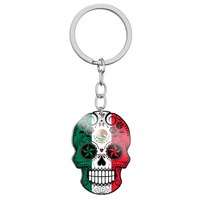 Wholesale Flag Skull Stainless Steel Keychain MOQ≥2 JDC-KC-HuanYu002